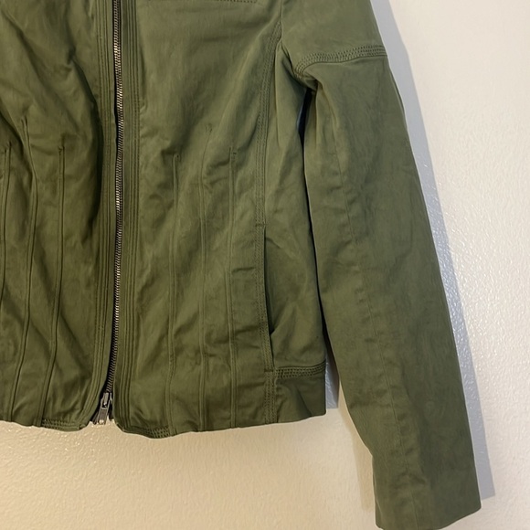 Banana Republic | Army green moto brushed cotton jacket Womens size 6 stretch - Picture 3 of 11